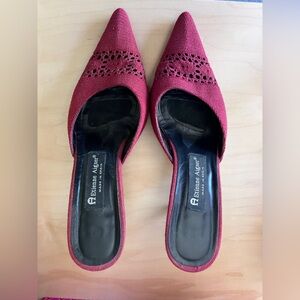 Etienne Aigner Vintage burgundy/red woven pointed-toe mules made in Spain